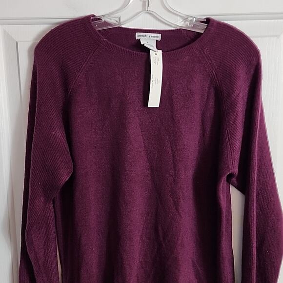 Sweet Romeo Eggplant Plum Crew Neck Sweater, NWT, Small - Picture 2 of 6